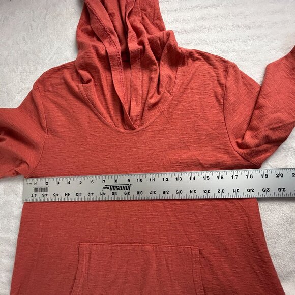 Cut Loose Womens Hooded Long Sleeve Top Small Orange Kangaroo Pocket Pullover - Picture 6 of 7
